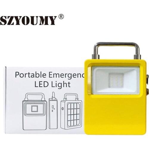 SZYOUMY 10W 20W 30W 50W Solar Emergency light Portable Rechargeable Flood Light IP65 Outdoor Camping Solar Spotlight Night Lamp