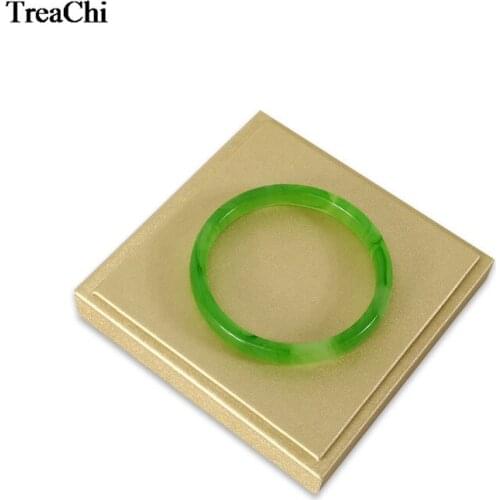 Easy Square Gold PU Jewelry Display Showcase Wooden Ring Pendant Bangle Exhibition Counter Pad Earring Holder Stand 10*10*1.5cm