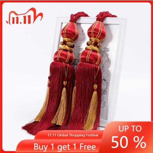 European-Style Curtain Tassel Curtain Accessories Accessories Double Ball Tassel Strap Rope Long Beard Tassel snow globe