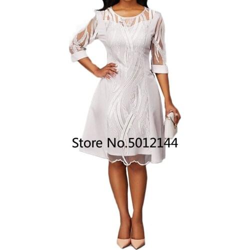 Women Casual Dress Elegant Mesh Embroidered wedding Party Dress 2021 New Arrivals O-Neck Birthday Club Outfits Summer Dresses
