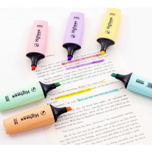 1 PC Macaroon Color Highlighter Cute 6 Color Marking Pens Mini Inclined Head Scribble Pen for School Office