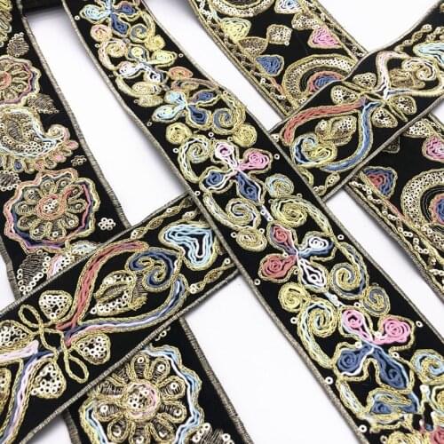 1 Yards Sequin Lace Trim Lace Fabric DIY Embroidery Ribbons for Garments Headdress Decor Sewing Handmade Supplies