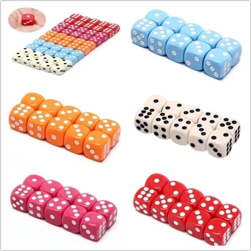 10Pcs 14mm Multicolor Acrylic Round Corner Dice 6 Sided Die Portable Table Games Dice
