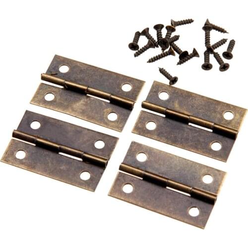 10Pcs 34*22mm Antique Hinges Furniture Kitchen Cabinet Door Hinge Accessories ewelry Wooden Boxes Decorative Hinges for Hardware
