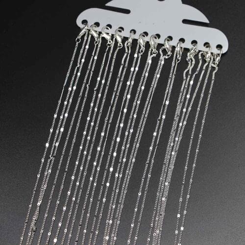 12Pcs/Pack 40cm 45cm 50cm Rhodium Gold Lobster Clasp Chain for DIY Necklace Jewelry Making Bulk Findings Accessories Wholesale