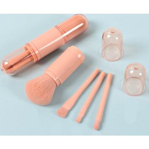 3 Colors Telescopic 4 In 1 Travel Portable Makeup Brushes Set Eyeshadow Brush Lip Cosmetics for Face Makeup Brush Kit Beauty