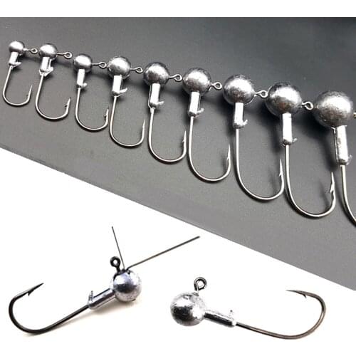 5/10Pcs/Lot Crank Jigs Head Hooks 3.5g 5g 7g 10g 14g Hard Fishing Hook Weight Jig Lure for Soft Worm Fishing Tackle Accessories