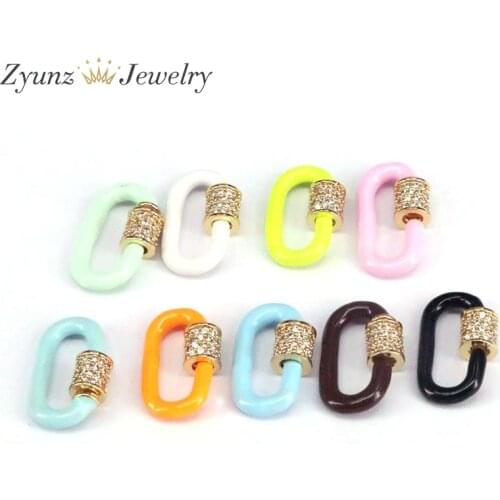 5PCS, Mini Oval Hoop Enamel Clasps Findings, Enamel Beaded Charms Connectors Carabiner Screw Lock Supplies