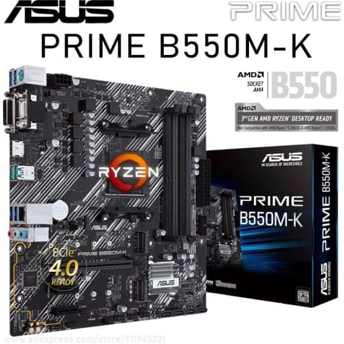 Asus PRIME B550M-K AMD B550 Socket AM4 Motherboard PCI-E 4.0 4 DDR4 128GB 4 SATA III 2 M.2 CrossFireX Motherboard Placa-mãe New