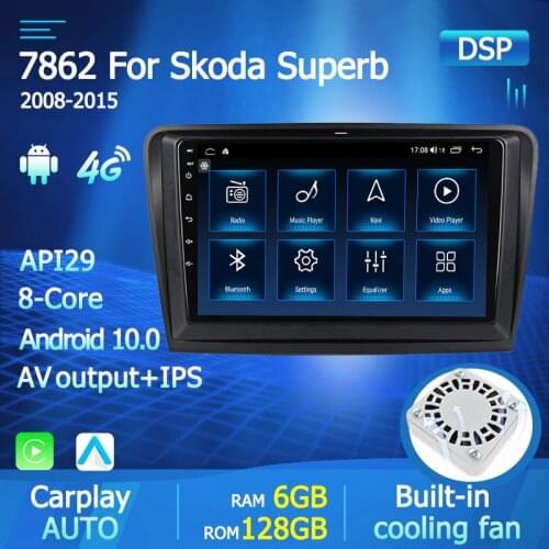 For Skoda Superb 2 B6 2008-2015 Car Radio Multimedia Video Player Navigation GPS Android 10.0 No 2din 2 din DVD Stereo Headunit
