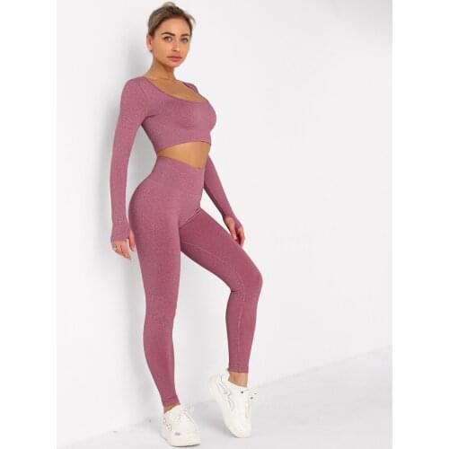 Seamless Yoga Set Women Fitness Clothing Gym Set Female Sportswear High Waist Leggings Sports Suits Long Sleeve Workout Clothes