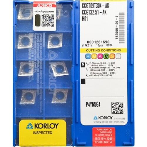 CCGT09T304-AK H01 100% KORLOY Original carbide insert with the best quality 10pcs/lot free shipping
