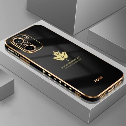 Plating Ring Holder Case For POCO F3 Soft Silicone Maple leaf Phone Cover For POCO F2 Pro Fundas