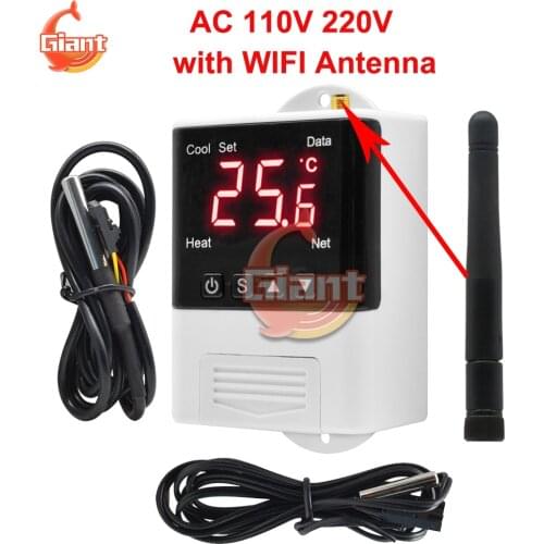 AC 110V 220V Digital Thermostat for Incubator Temperature Controller Thermoregulator Heating Cooling with WIFI Function Antenna