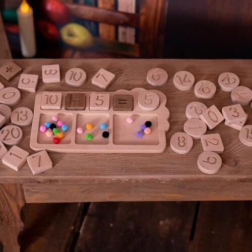 Wooden Math Board - Wooden Math Set - Montessori Math Material - 47 Pieces Pre School Math Game - Birthday Gift For Kids