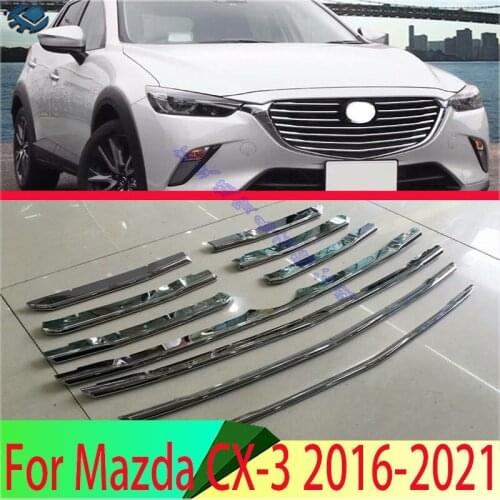 For Mazda CX-3 2016 2017 2018 2019 ABS Chrome Front Center Mesh Grille Grill Cover Radiator Strip Trim Decoration Car Styling