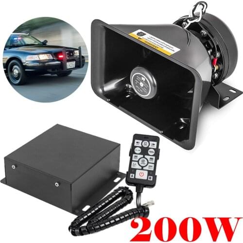 Emergency Car Horns Super Loud Alarm Siren 200W Sound Tone Car Police Fire Horn Loudspeaker Federal signal 120v-130dB