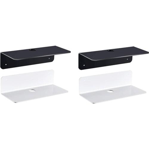 HOT Small Floating Wall Shelves Set of 4 - Adhesive Shelf -Acrylic Floating Command Strip Shelf for Bedroom,Kitchen,Bedside