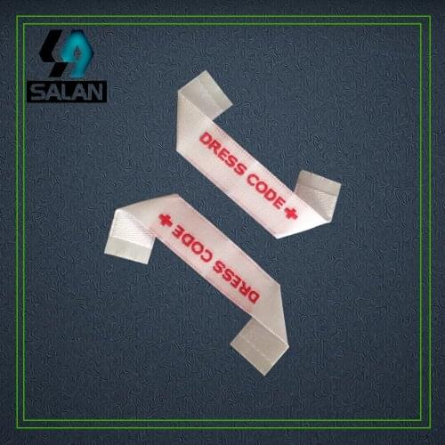 Customized kids garment sewing tags shirt jacket bags fabric labels logo woven clothing label mitre fold embroidered tag