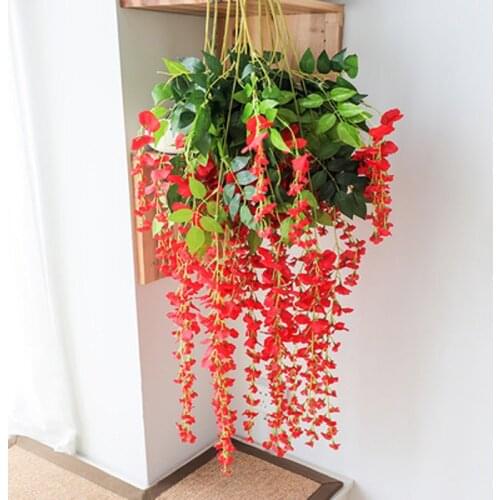 1pc 105cm Fake Wisteria flower Vine Artificial Flowers With Green Leaves For Wedding Decoration Hanging Garland Home Decor