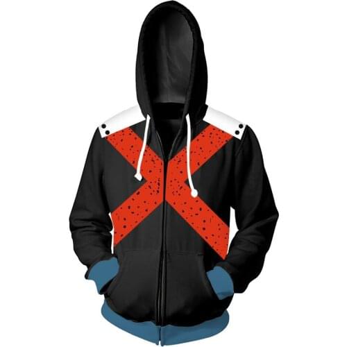 JAYANPOO Anime My Hero academia bakugo katsuki Cos Costumes Sweatshirt zipper Hoodie My Hero Academy halloween gift