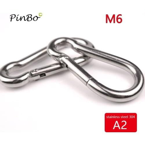 4pcs M6 304Stainless Steel Carabiner Carbine Snap Hook Outside Opening AISI304 M6