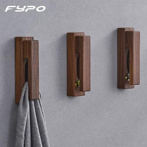 Fypo Towel Hook Bathroom Robe Hook Kitchen Rag Storage Rack Punch-free Wooden Hook Clothes Coat Hook Home Bathroom Accessories