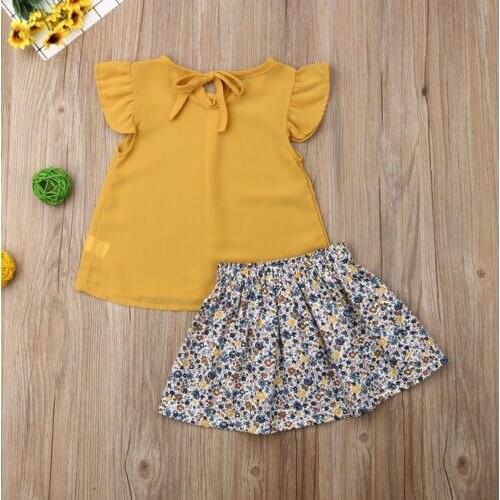 Toddler Baby Kids Girl Summer Sleeveless T-Shirt Tops Tutu Skirt Outfits Clothes