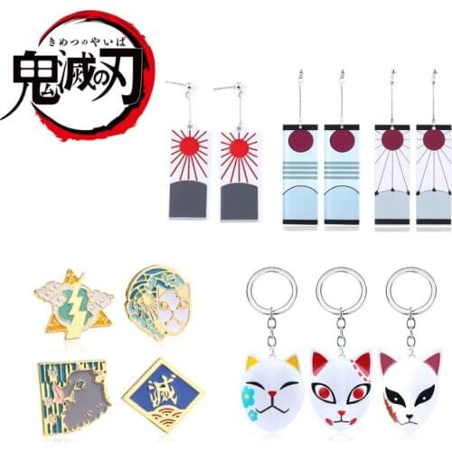 2020 Hot Anime Demon Slayer Kimetsu no Yaiba Kamado Tanjirou Cosplay Earrings Clip Stud Earrings Cosplay Props Accessories
