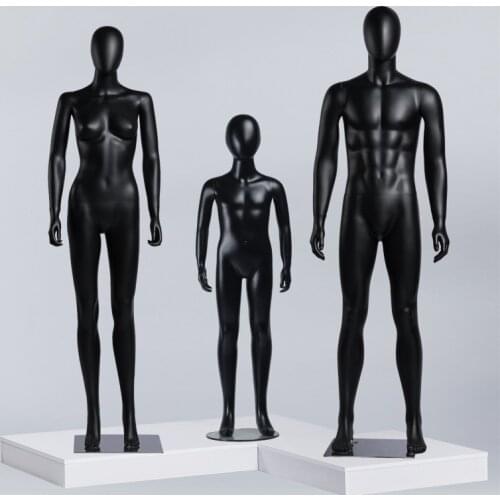 Best Quality Wholesale One Set Mannequin Black Model Female&Male&Child Manikin On Promotion