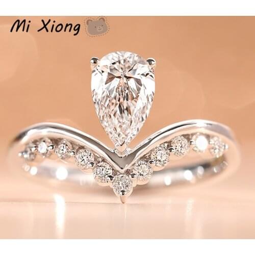Mi Xiong s925 sterling silver designer teardrop-shaped crown crystal ring luxury charm ladies engagement anniversary jewelry