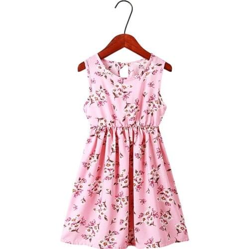 Cute Girl Clothes Summer Floarl Printed Casual Sleeveless Dress Baby Girl Soft Dresses Party Beachdress For Teenage Girl 3-13T