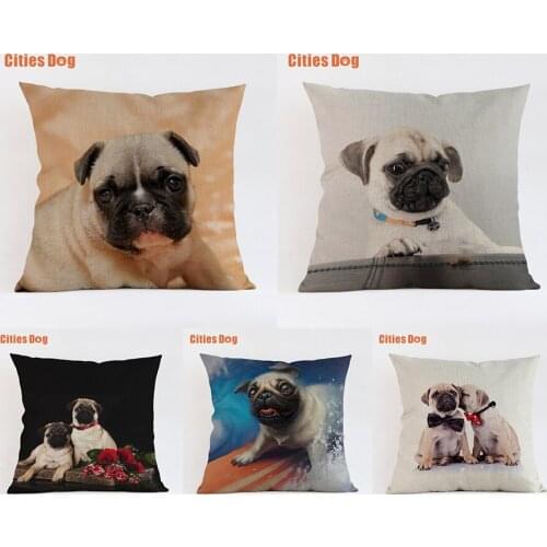 Pug dog sofa cushion cover decorative pillows Pugs dogs linen 45x45cm 55x55cm pillow new Year gift pillowcase almofada cojines