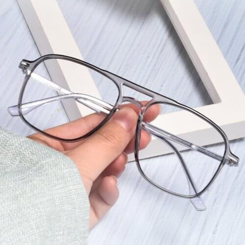 Transparent Double Beam Retro Flat Spectacles Myopia Glasses Frame Men And Women Trend Eyeglasses Frames Optical Eyewear 6536