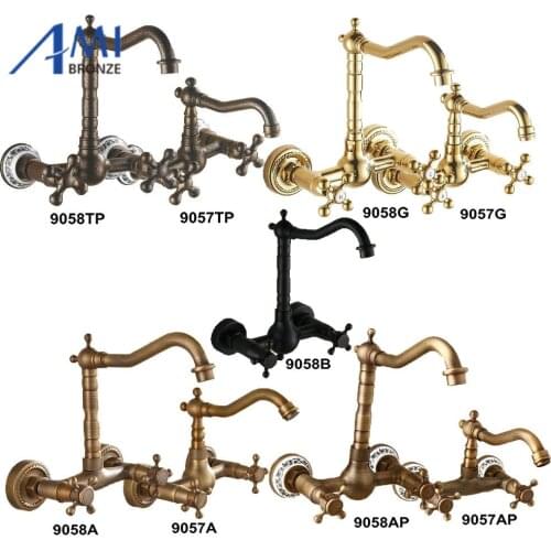 Wall Mounted Faucets Kitchen Swivel Faucet Bathroom Basin Brass Sink Crane Mixer Tap 9057/9058