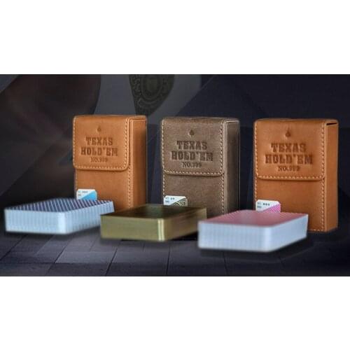 NO.999 Leather Boxed Texas HOLD'EM Luxury Playing Cards Wider and Longer Version of Texas Golden Edges Poker Cards 95*65MM