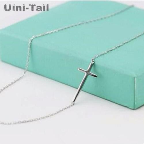 Korea 925 sterling silver personality cross necklace female clavicle chain short paragraph sweet simple wild student jewelry