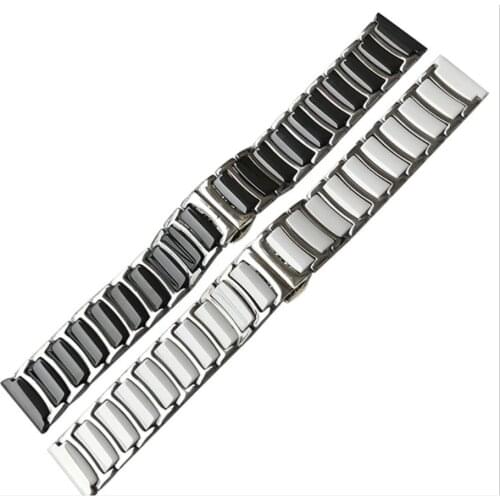 Watchband Ceramic strap between stainless steel 20mm 22mm watch band strap for Huawei Smart Watch GT2/watch 2pro/Samsung watch