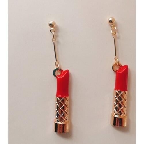 New fashion enamel red mouth lips lipstick female water earrings hip hop geometric long earrings nightclub accessories