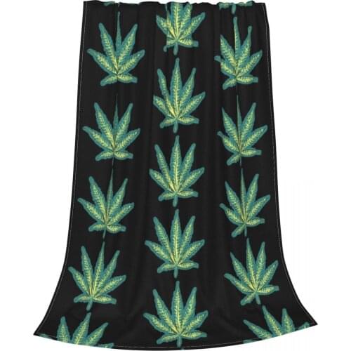 Weed Leaf Blankets Flannel Decoration Colourfull Plants Nature Lightweight Thin Throw Blanket for Sofa Outdoor Bedspread