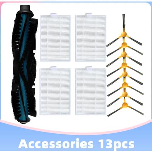 For Moosoo RT30 RT40 RT50 Robotic Vacuum Cleaner Replacement Spare Parts Main Roller Brush Side Spin Brushes Hepa Filter Set