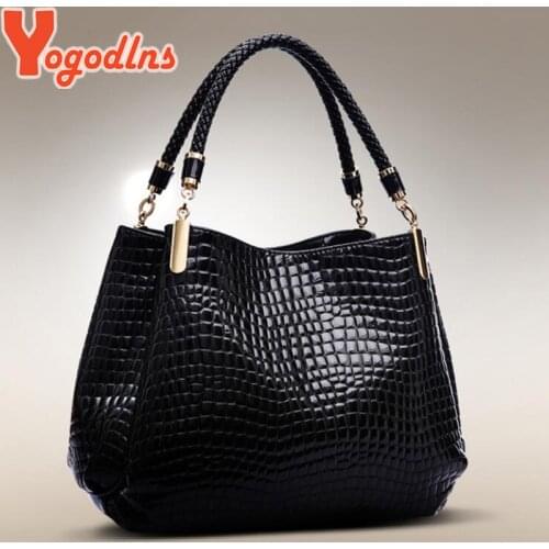 Yogodlns Womens bag luxury high quality classic crocodile pattern handbag brand designer large capacity shoulder Messenger Bag
