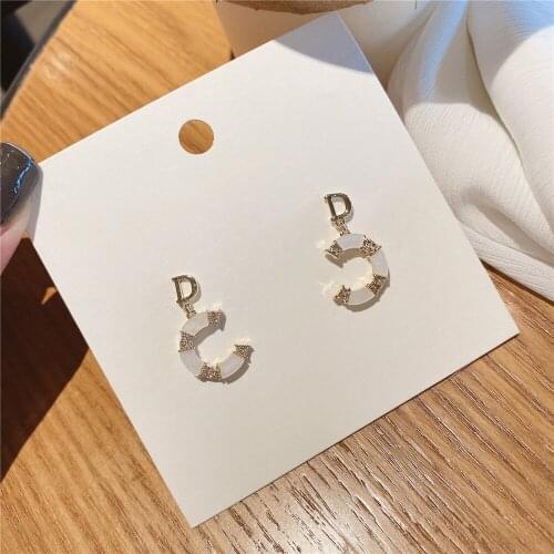 SHELA Letter Earrings For Women Cubic Zirconia Trendy Korean Fashion Jewelry Dangle S925 Sterling SilverPin High Quality