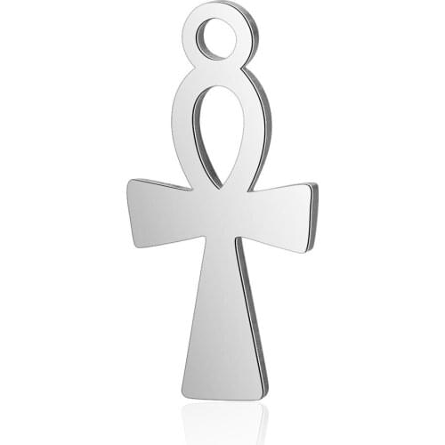 10pcs 316L Stainless Steel Double Side Polished Egypt Cross Charm Pendant Fit DIY Necklace Bracelet Jewerly Making Materials