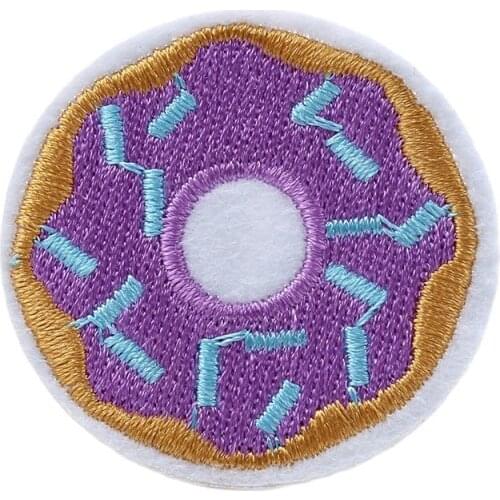 10pcs/lot Embroidery Purple donut Patch Iron On Cartoon Food Sticker for Girls Jeans Shirt Dress Hat Sewing Fabric Appliques