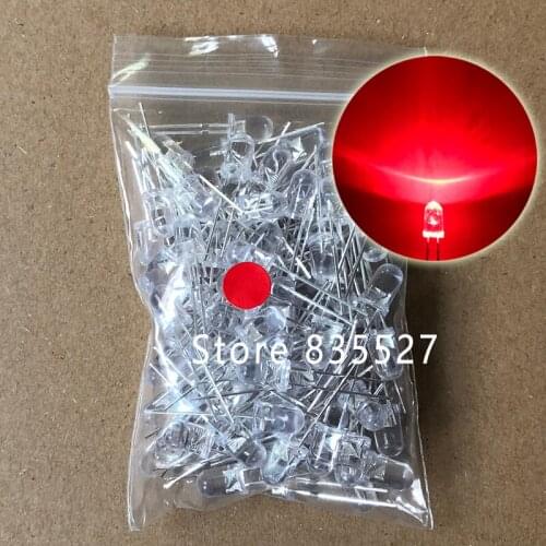 100pcs / LOT F5 5MM Round LED Water and Clear Red Super Bright LED light emitting diode Kit DIP Lamp beads