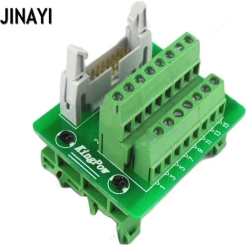 IDC 16 Pin IDC16P Male Terminal Block Breakout PLC Relay Terminals DIN Rail Mounting Adapter Connector