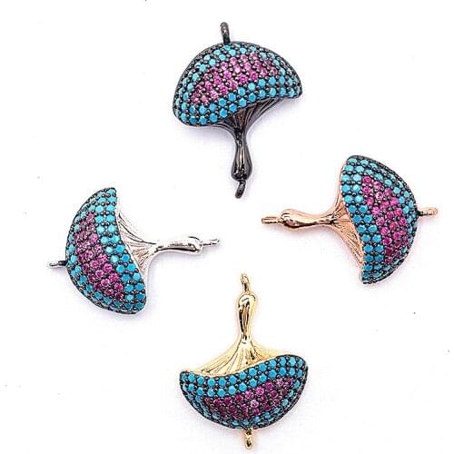 17*23mm Luxury High Quality Brass Cubic Zirconia Mushroom Shape Connectors DIY Jewelry Findings Making