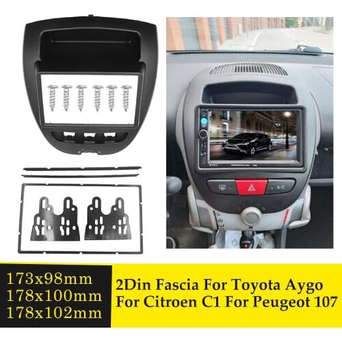 2 Din Car Stereo Radio Fascia Panel Frame CD DVD Dashboard Audio Interior Trim For Toyota Aygo Citroen C1 Peugeot 107 2005-2014