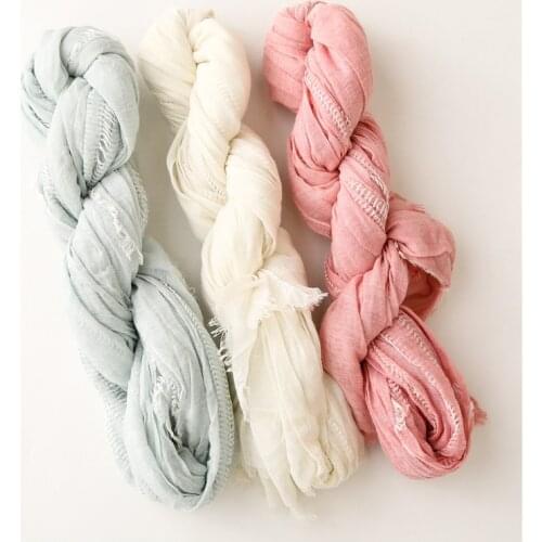 2021 Solid Color Hollow Cotton Linen Scarf Women Thin Light Voile Scarves Summer Sunscreen Beach Cover Up Shawl Wraps Bufandas